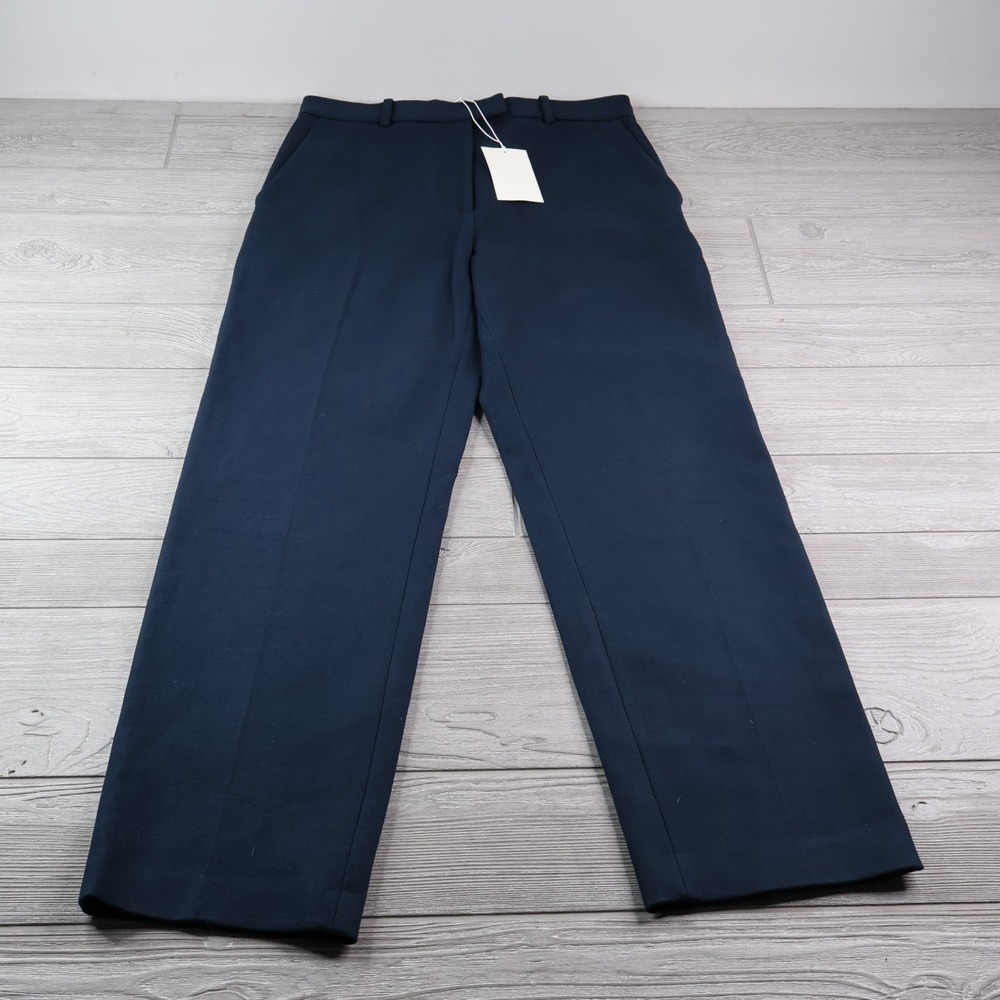 NWT COS Stretch Cotton Straight Leg Tailored Trousers Women's 12 Navy